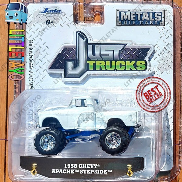 JADA JUST TRUCKS 1958 CHEVY APACHE STEPSIDE PUTIH - CHEVROLET TRUCK -OCS45