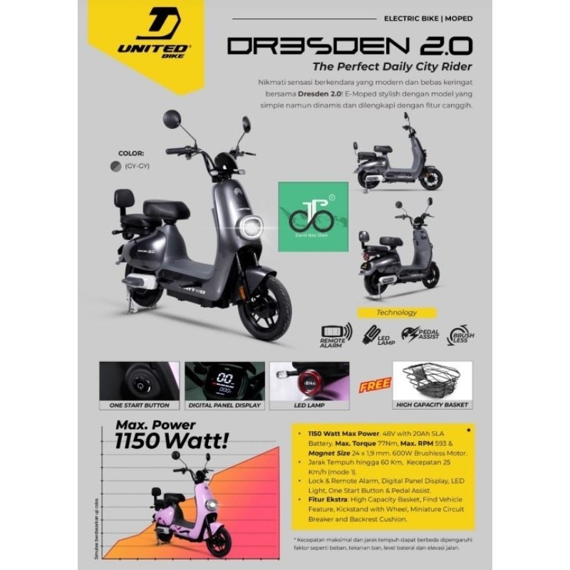 Sepeda listrik United Dresden 2.0 TERBARU 2 (Batery 20ah)