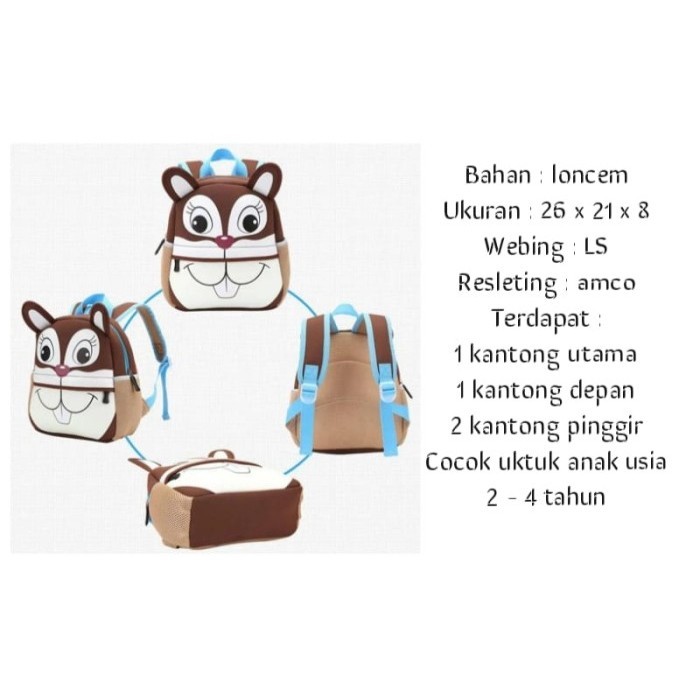 Tas Anak PAUD TK Perempuan Karakter Lucu  Tas Kelinci - Kucing