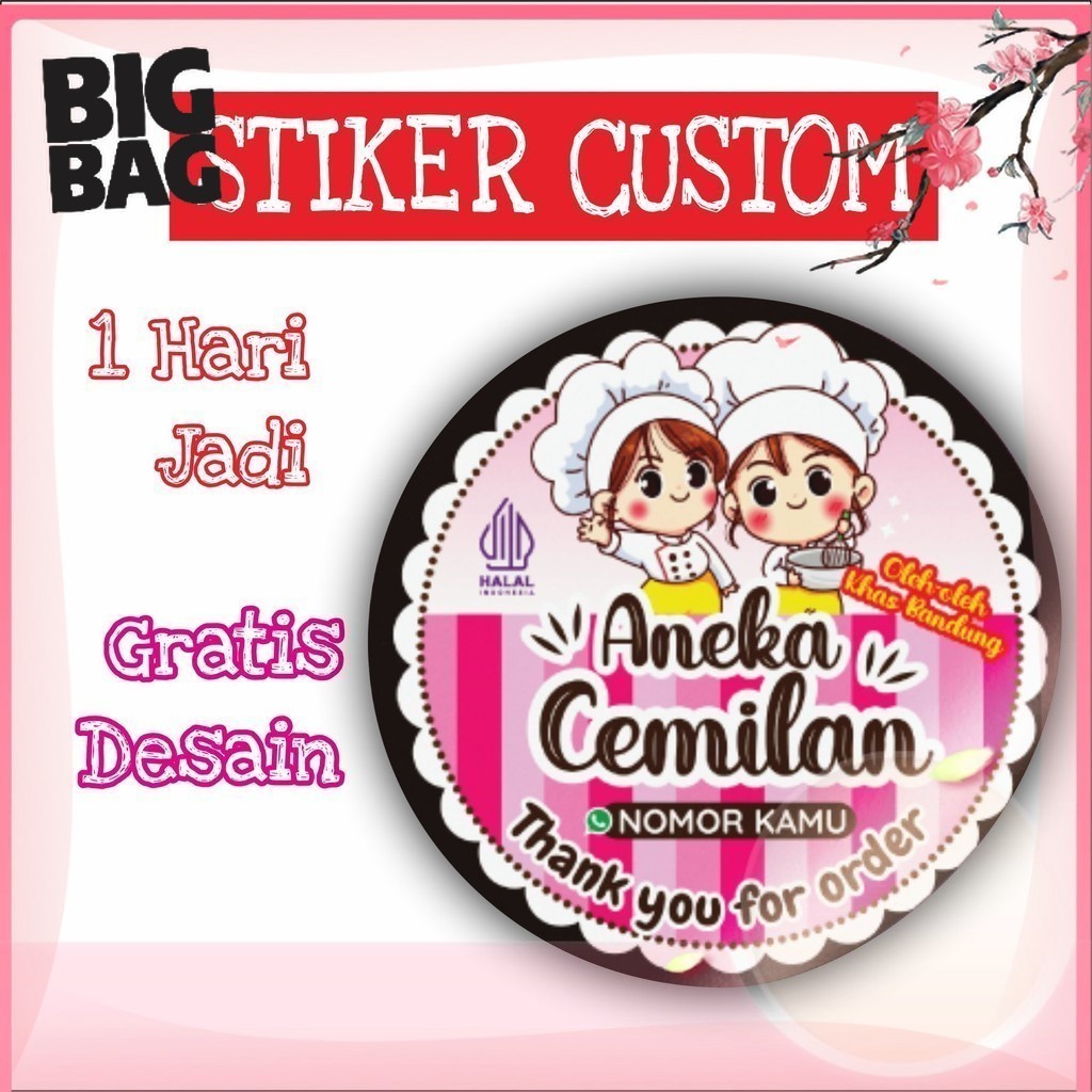 

BiGBaG (5CM) Stiker Makanan Stiker Label Makanan Stiker Kemasan Produk Stiker Label Kemasan Stiker Cutting Logo Custom Stiker Custom Label Kemasan Makanan Sticker Lable Brand Custom Stiker Desain Suka Custom