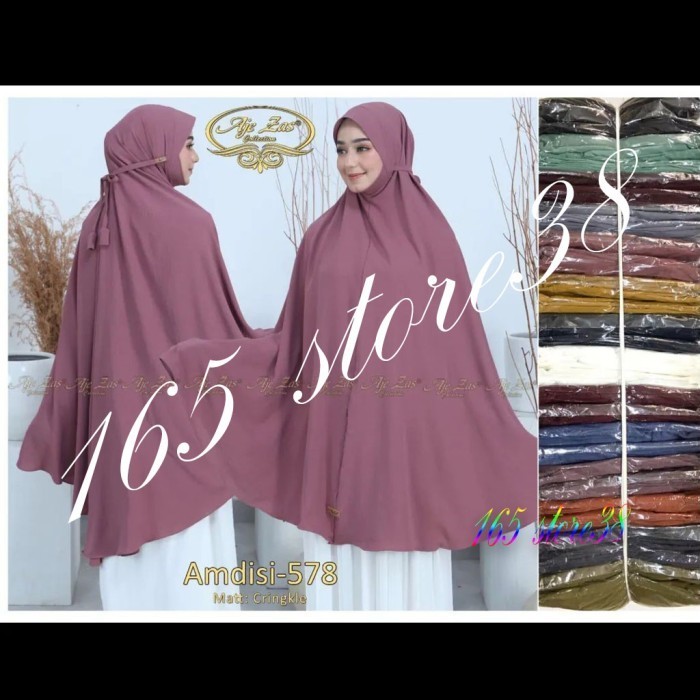 Hijab/Khimar Amdisi Aje Zas Bergo Crinkle Jumbo Syari Soft Pad Tali - Mustard