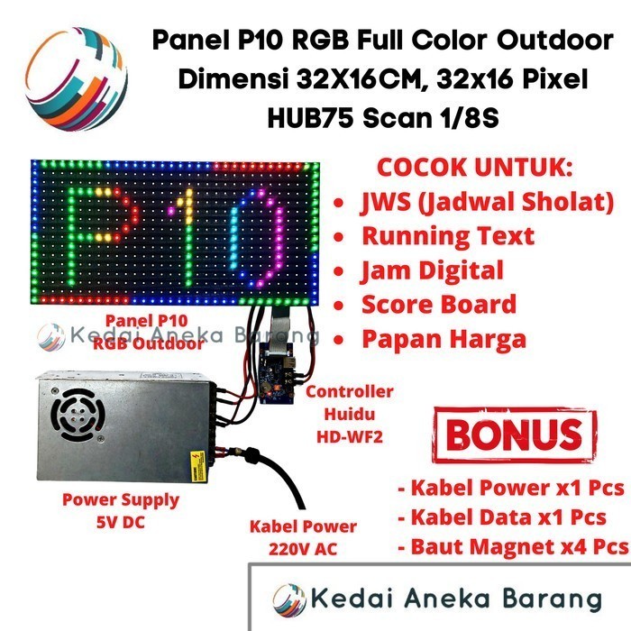 Panel Module Modul LED P10 Running Text SMD RGB Outdoor Text Only