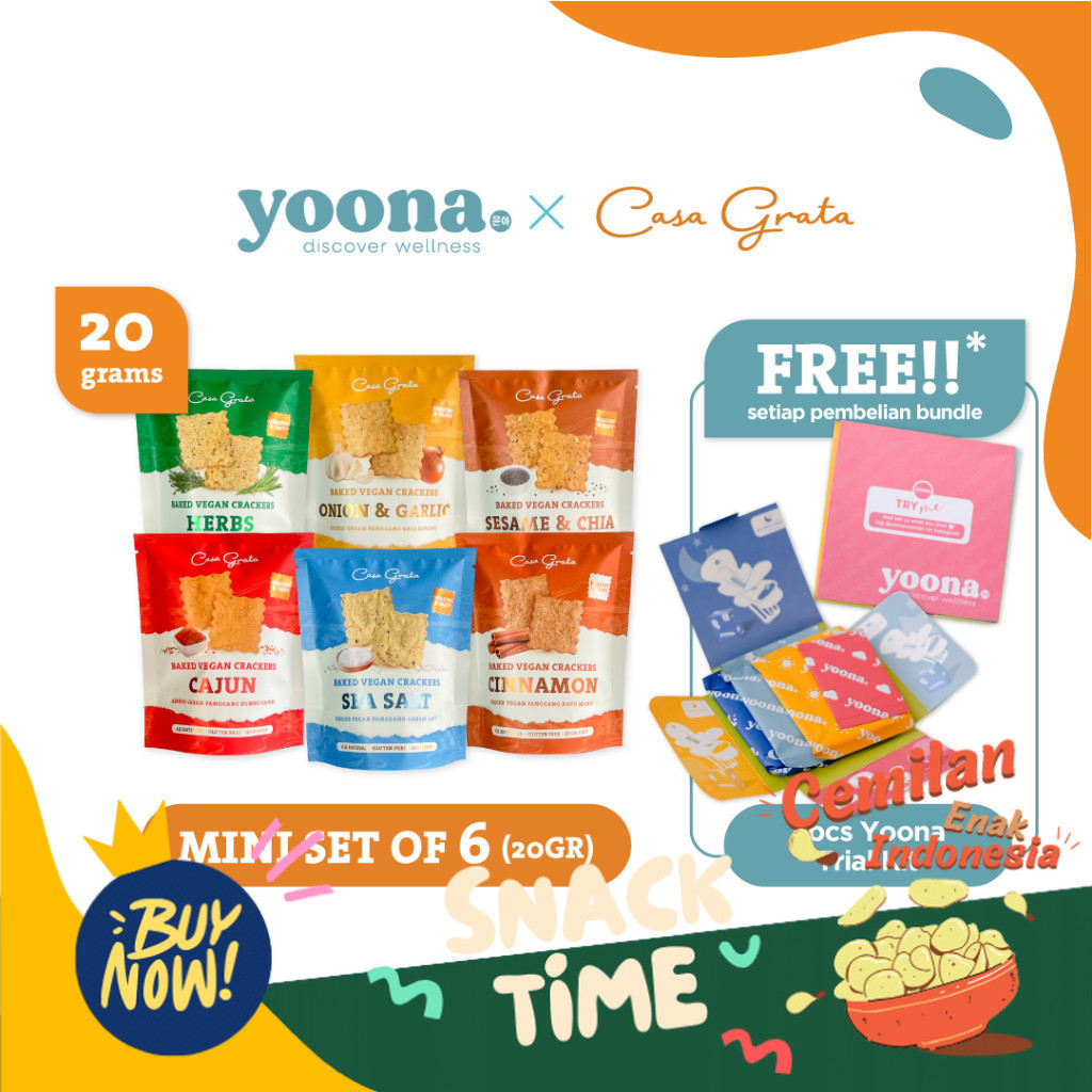 

Special Diskon Mini 6 Packs - 20gr (6 Casa Grata Crackers - choose your own flavor) snack sehat / camilan sehat / snack anak / camilan anak / snack vegan / snack gluten free / makanan sehat / snack aman / snack enak / camilan sehat / camilan garing sehat