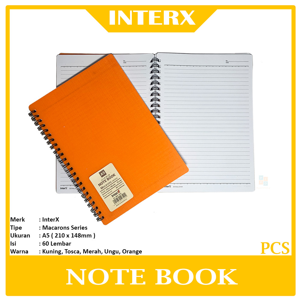

InterX - Note Book Spiral A5 NBX-10A5 - Warna Pastel - Pcs