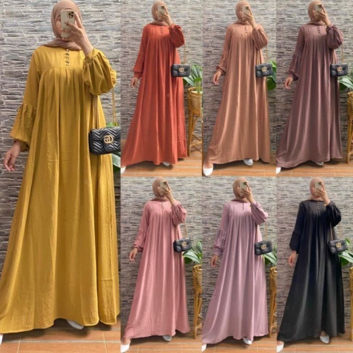 Seruni Emos Gamis Crinkle Airflow Seruni Dress Terbaru muat BB 55-80