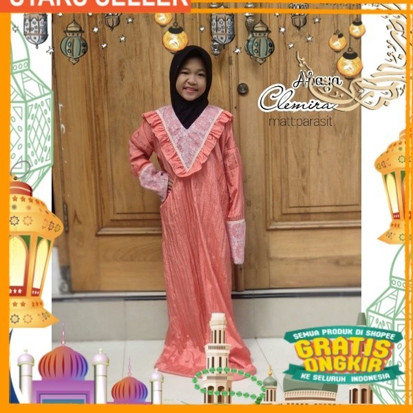 Mukena Mukenah Telekung Rukuh Abaya Sholat Anak Travelling Parasit Parasut Clemira Jokam Gading/ Pin