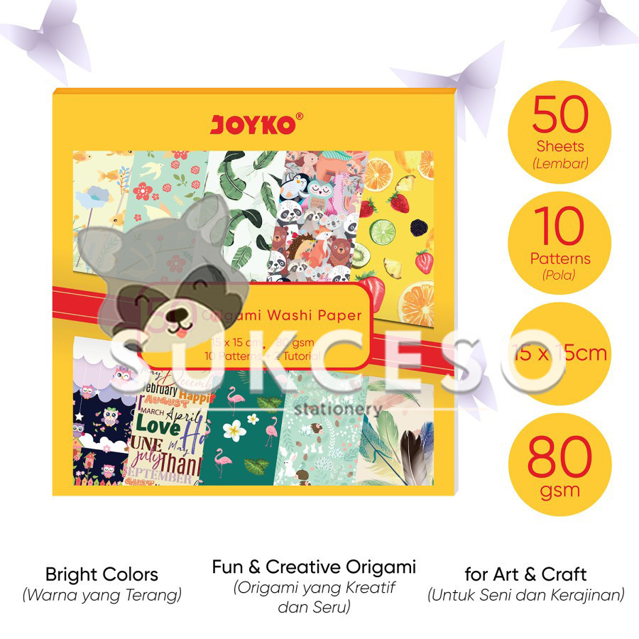 

Joyko Origami Paper OGP-303MIX Pattern Kertas Warna Lipat Corak 15 x 15cm 80gsm