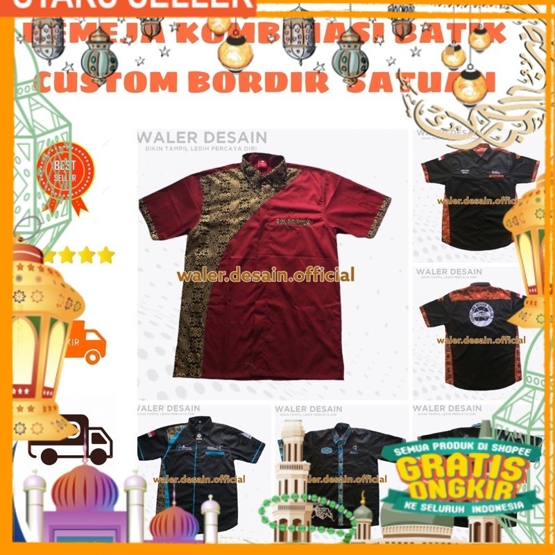 KEMEJA PDL PDH SERAGAM Kombinasi batik Custom BORDIR Satuan Tanpa Minimal Order/ Pink Dusty Fanta Me