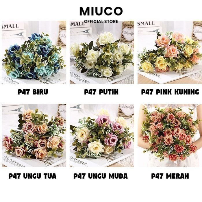 MIUCO - Bouquet bunga P47 EURO Artifisial Dekorasi