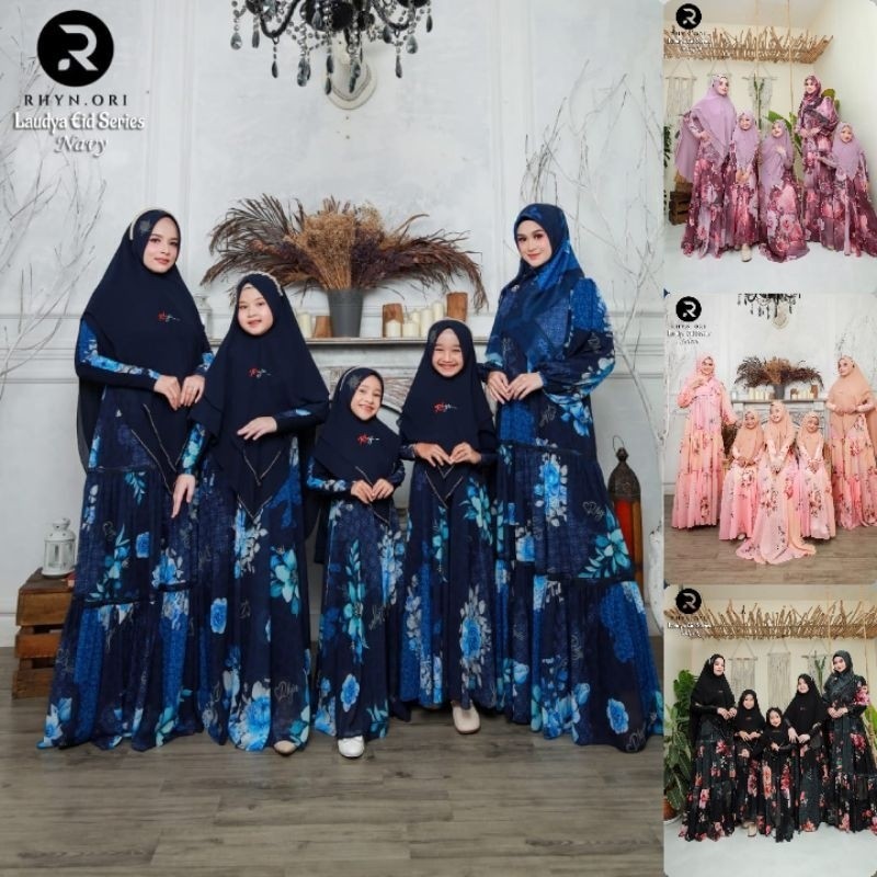 ELDEENA LAUDYA COUPLE  Baju Gamis Syari Couple/Sarimbit/Serimbit Ibu dan Anak Laudya eid Series By R