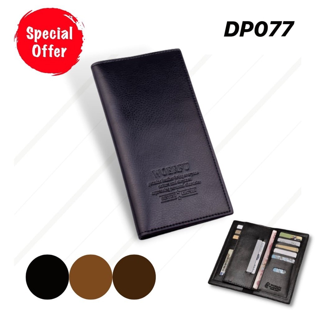 DP077 WOERFU - DOMPET PANJANG  KULIT PRIA LIPAT TIPIS IMPORT MURAH GROSIR LONG WALLET COWOK