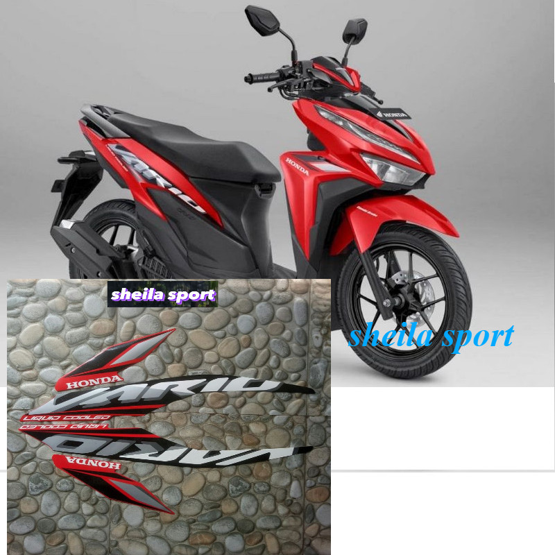 Striping sticker motor honda new vario techno 125 led fi cbs 2021 2022 merah hitam  Stiker Motor