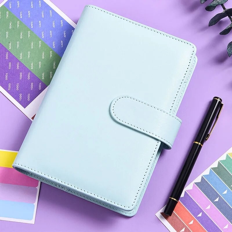 

Free shipping New Macaroon A6 PU Notebook Diary Agenda Planning Paper Cover Creative Cash Budget Financial Planning Manual