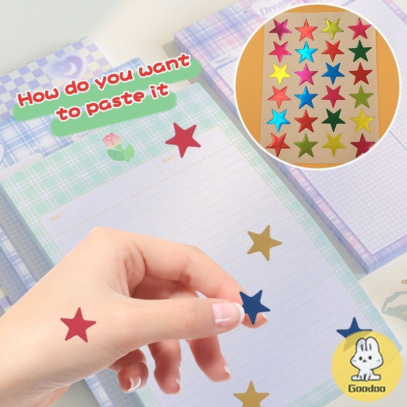 

Stiker Bintang Pemblokiran Emas Berwarna Stiker Hadiah Bintang Lima Bintang Alat Tulis Anak-anak - GOOD