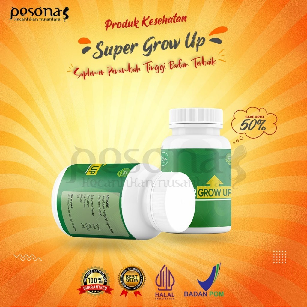 Super Grow Up Peninggi Badan – Susu Kalsium & Suplemen Zinc Alami untuk Menambah Tinggi Badan Tanpa Efek Samping