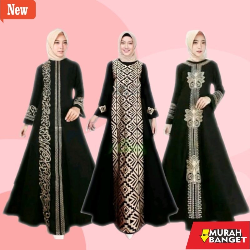 BAJU TIMUR TENGAH WANITA UNTUK LEBARAN- ABAYA TURKEY BORDIR ARAB SAUDI SIMPLE MURAH BAJU GAMIS  SYAR