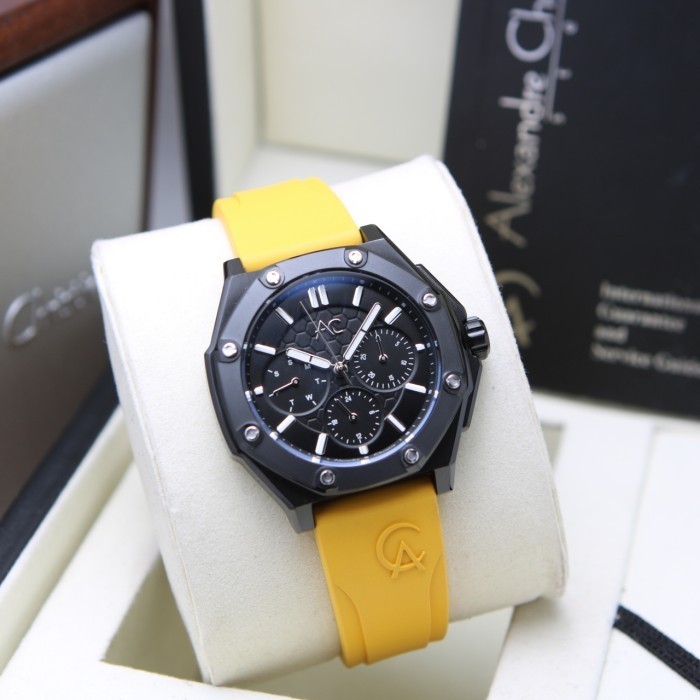 ALEXANDRE CHRISTIE AC 9601 BLACK YELLOW WANITA RUBBER. ORIGINAL