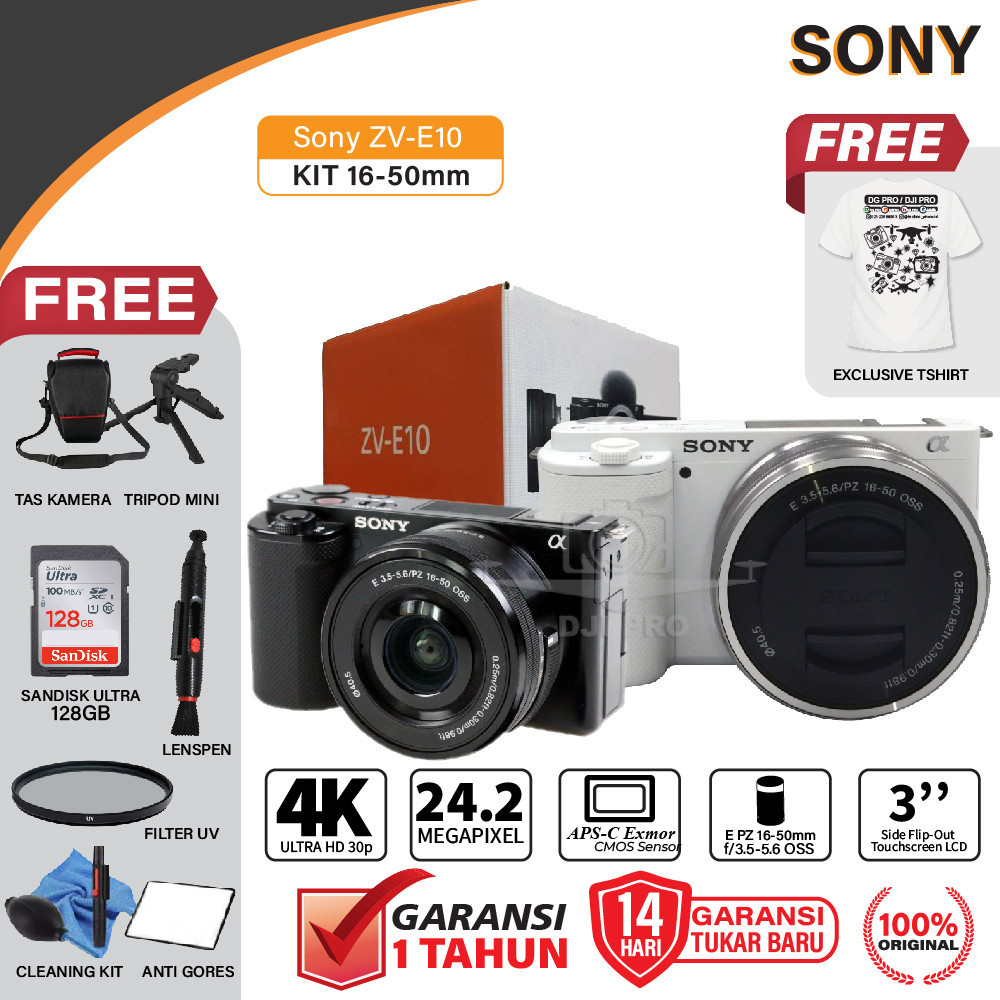 Sony Alpha ZV-E10 Kit 16-50mm Mirrorless Camera - ZVE10 - ZVE-10 Resmi