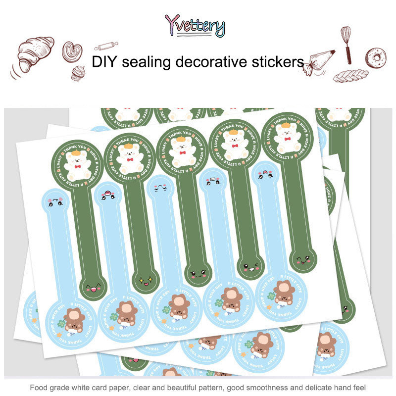 

❤️COD Stiker panjang, stiker penyegel kotak kue kue berperekat bulat, stiker dekoratif DIY-Yy