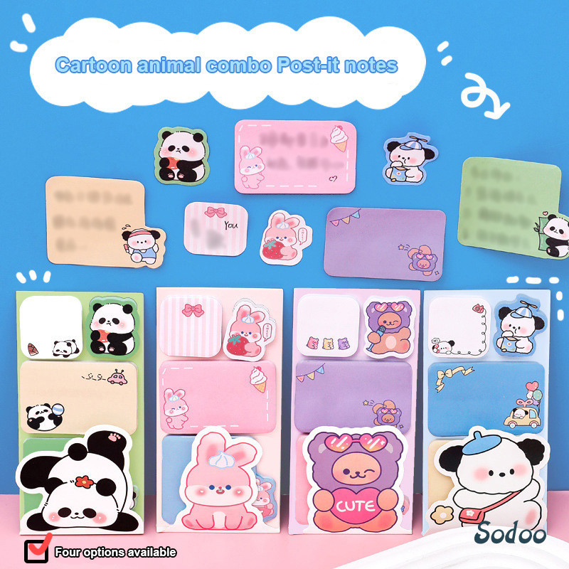 

Sticky Notes lembar Sticky Note Buku stiker Catatan Kombinasi Hewan Kartun Buku Memo Lucu - SO
