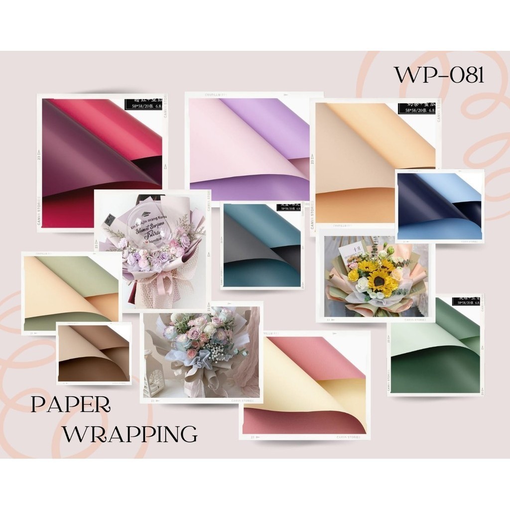 

[20 LEMBAR] WP081 - FLOWER WRAPPING TWO COLOR DOUBLE SIDED WATERPROOF KOREAN STYLE BOUQUET