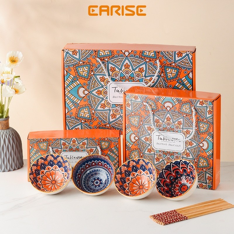 

Earise Hadiah Festival Musim Semi Hadiah Pernikahan Mangkok set Japanese Bowl Set premium peralatan makan kotak hadiah Kado pernikahan mangkuk keramik set piring keramik hampers pernikahan/ Baru Mewah