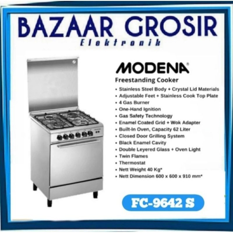 KOMPOR FRESTANDING MODENA FC 9642 S / FC9642S KOMPOR STANDING 60CM