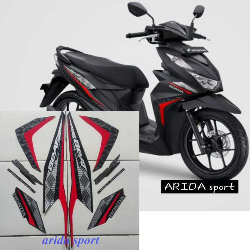 Striping stiker lis motor honda beat fi led cbs iss 2021 2022 full hitam doff