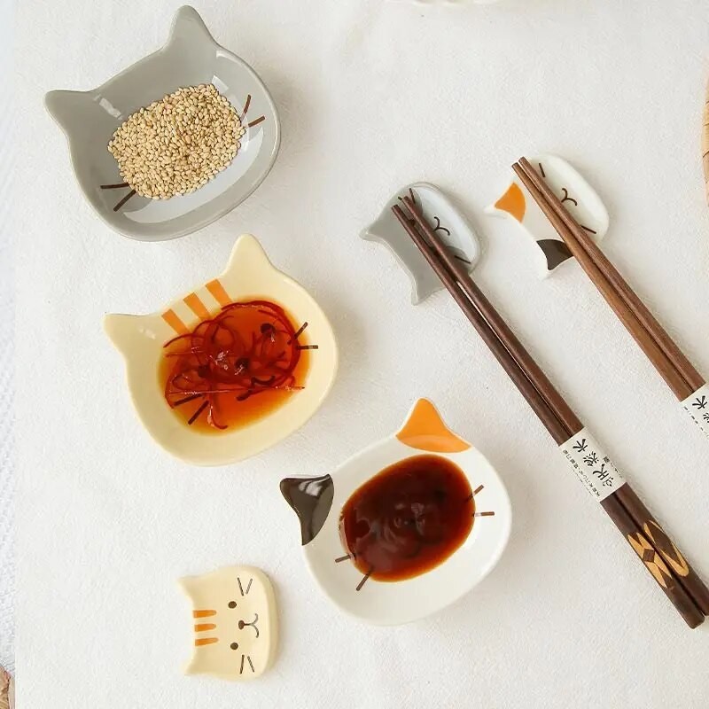 Cute Cat Plate Ceramic Creativity Sauce Dish Home Restaurant Soy Sauce Vinegar Mustard Seasoning Ani