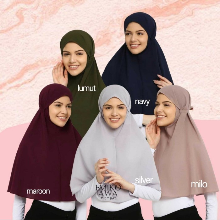 Emikoawa Bergo Vol.2 Hijab Jilbab Tali Instan Kerudung Maryam  - Putih