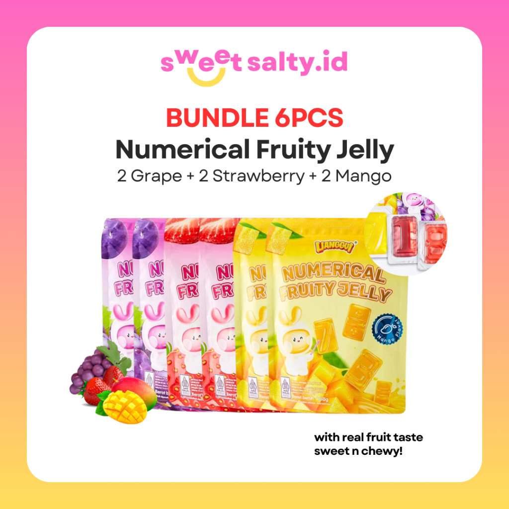 

[HALAL] Lianggui Bundle 6in1 All Numerical Fruity Jelly | Permen Buah | Permen Lunak Aneka Rasa | Jelly Anggur | Jelly Stroberi | Jelly Mangga |Permen Jelly | Snack Halal