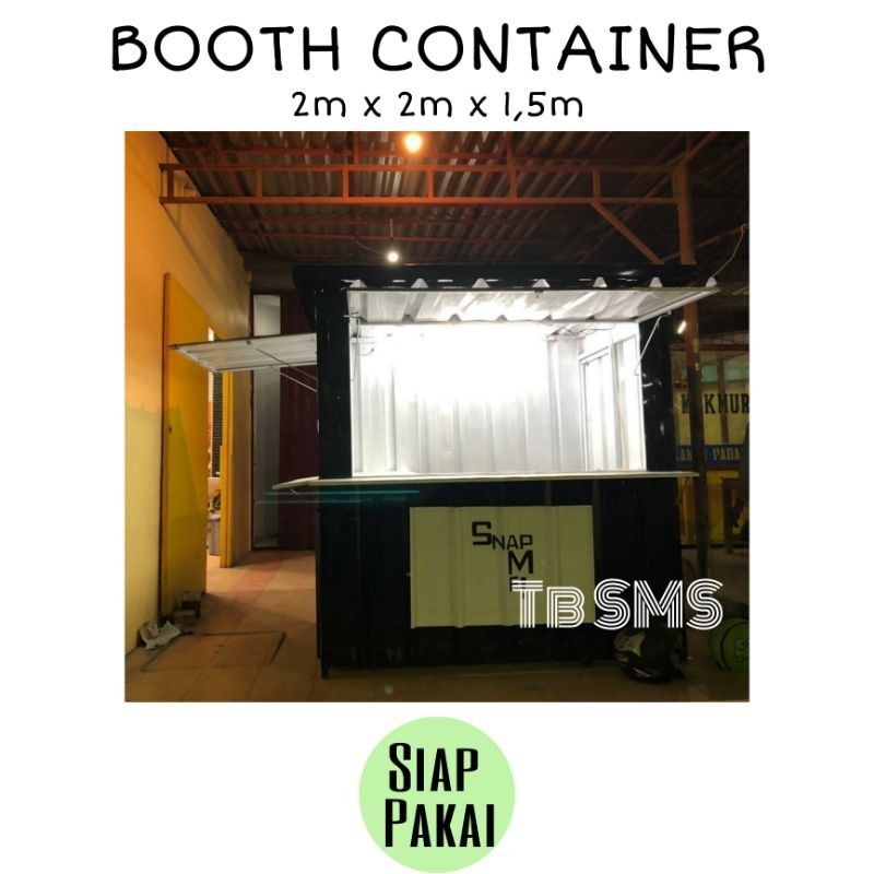 Booth Container Siap Pakai Jualan / Gerobak Lapak Usaha UMKM 2x1,5x2m