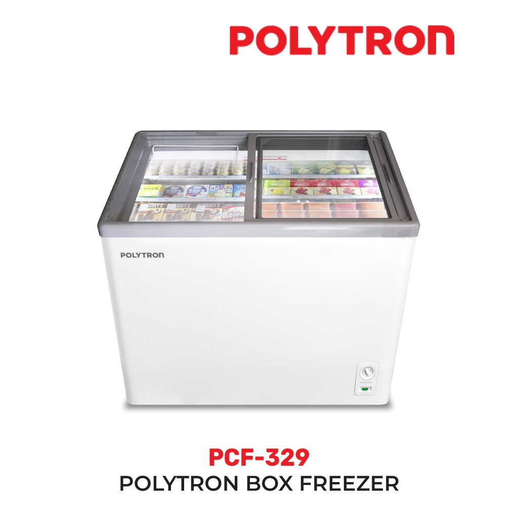 FREEZER BOX POLYTRON PCF329 SLIDING GLASS / POLYTRON CHEST FREEZER SLIDING GLASS 300 LITER - PCF-329