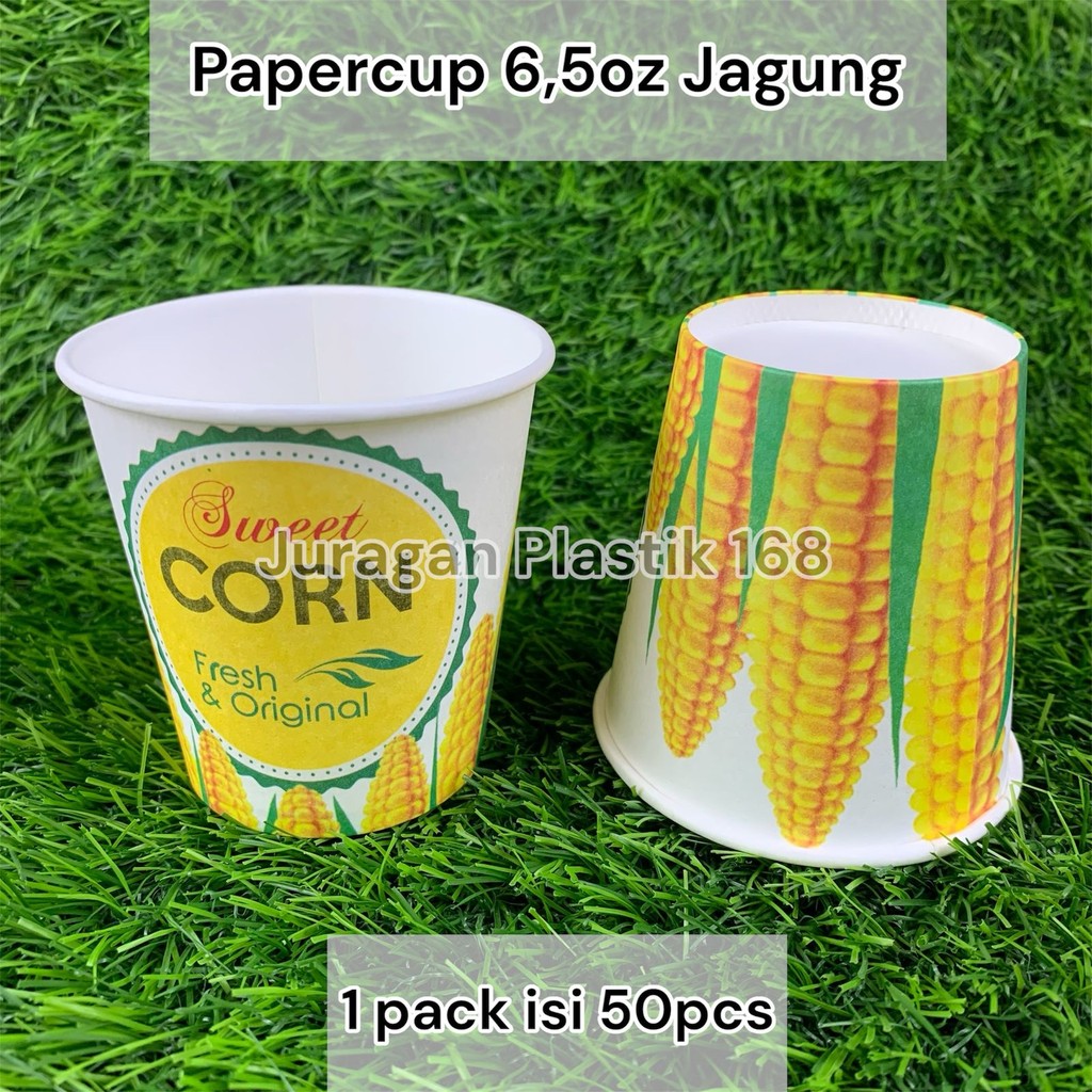 Paper Cup 6,5oz Motif Jagung / Gelas Kertas Jasuke - Isi 50Pcs