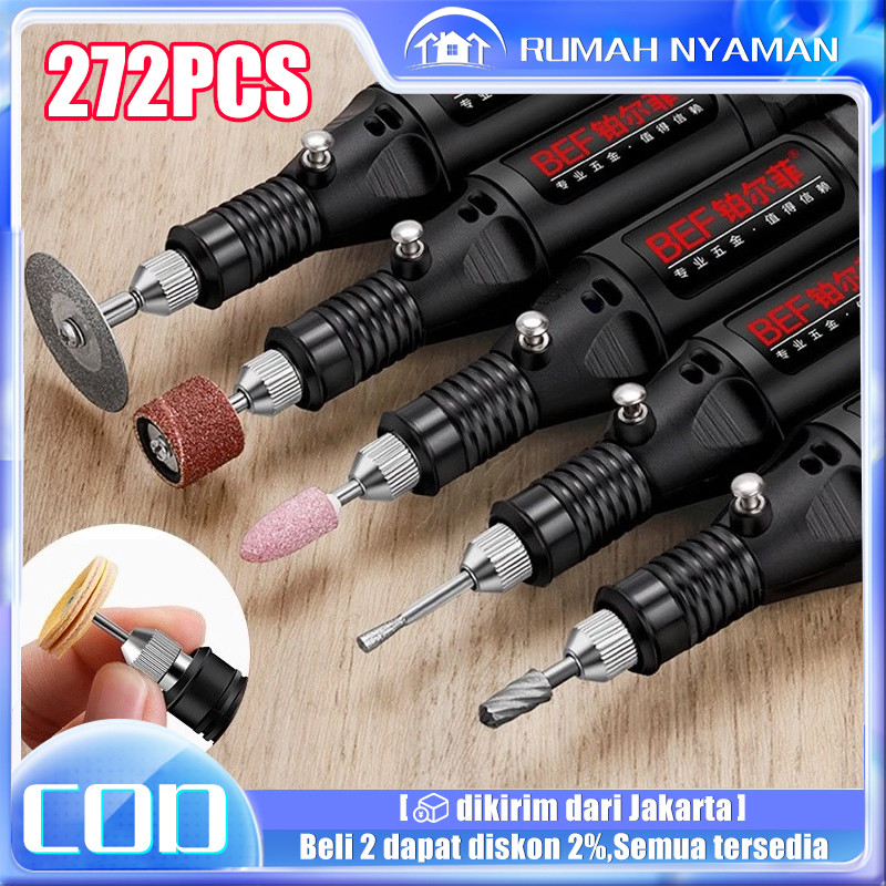 272PCS Gerenda listrik 18000 RPM Mini Drill Electric Engraver Grinder Gerinda Electrik Listrik / Ala