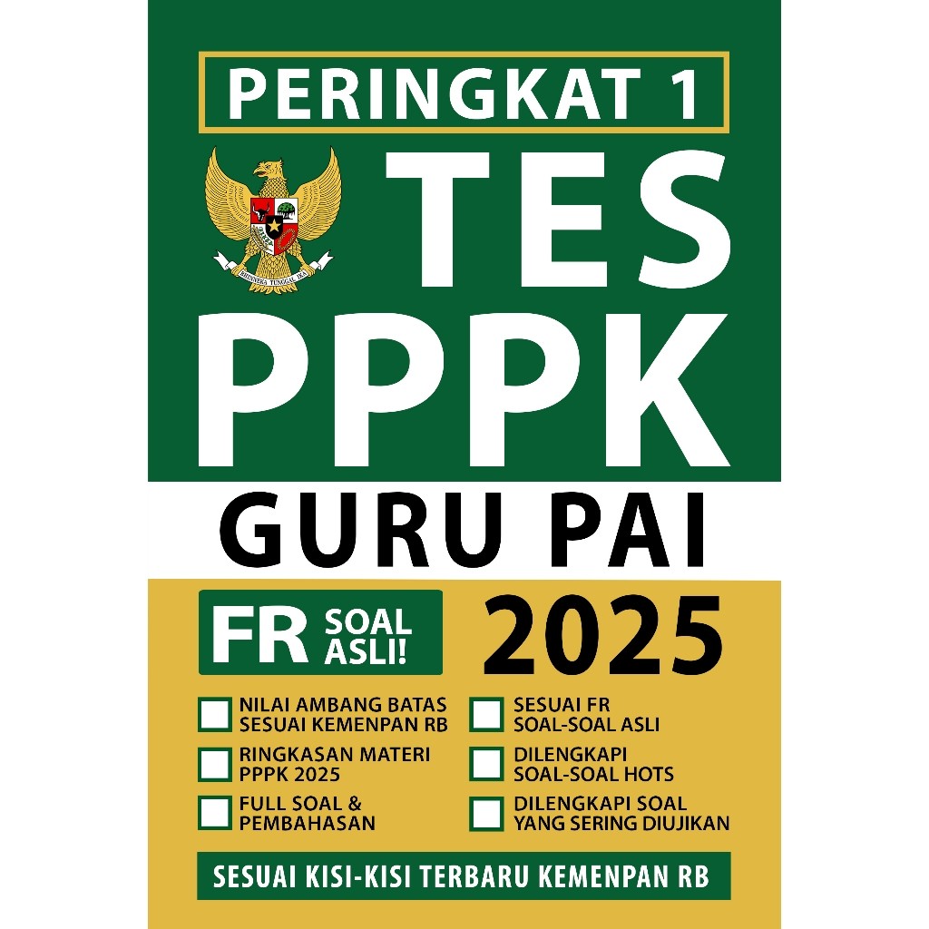 Buku PPPK GURU PAI 2025 - Peringkat 1 PPPK GURU PENDIDIKAN AGAMA ISLAM 2025 - Buku Original Soal dan