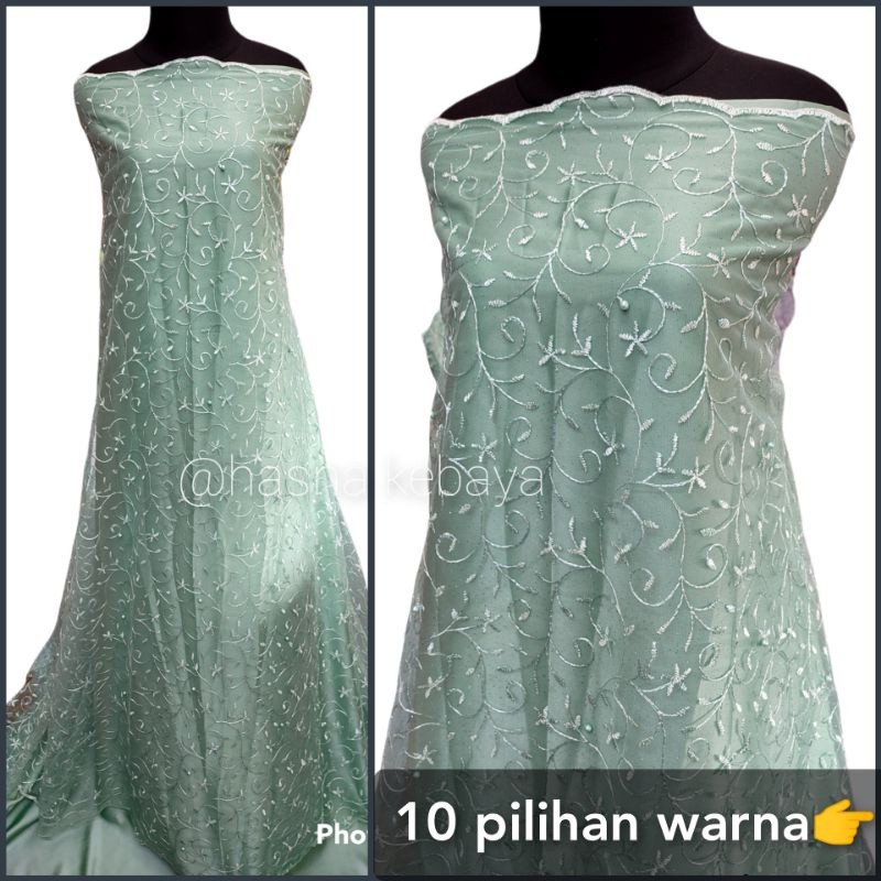 brokat tile akar kain brokat tille mutiara bakal kain kebaya tulle