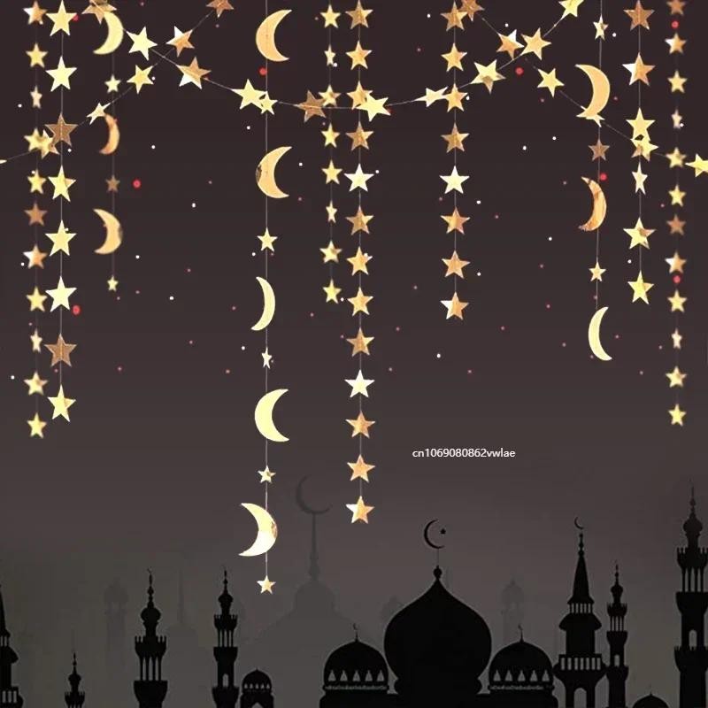 

4M Gold Star Moon Garland Hanging Stars Streamers Banner Backdrop for Twinkle Little Star Birthday Party EID Ramadan Decorations