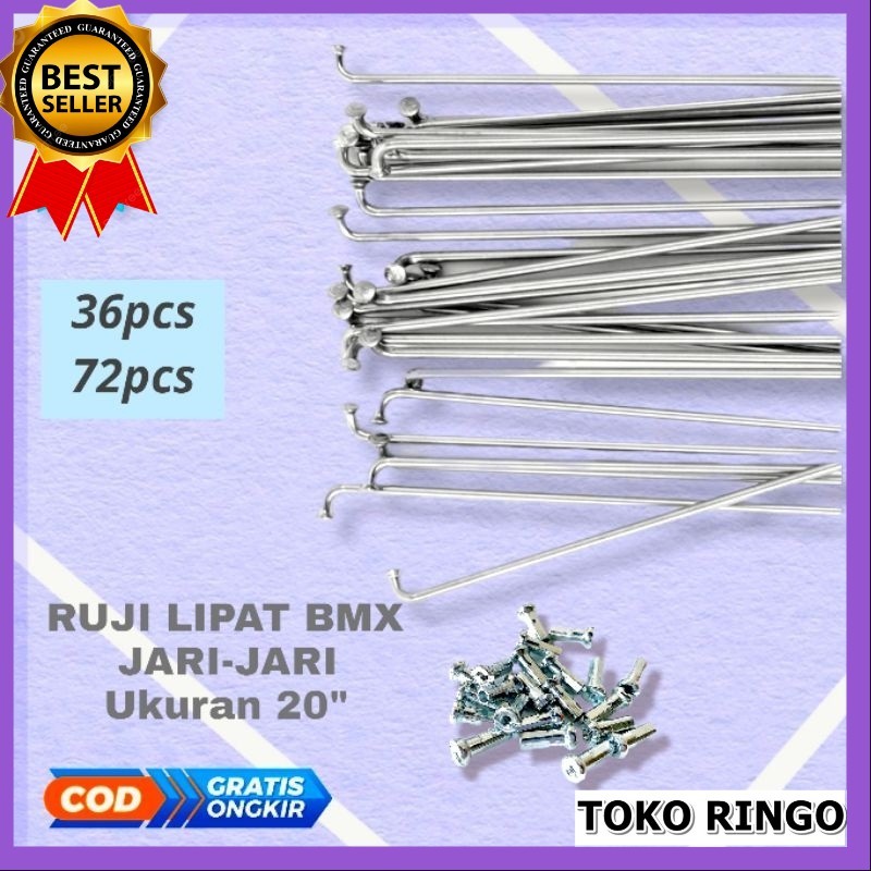 jari jari sepeda 20 silver murni velg lipat chrome 187 mm bmx set ban ruji spoke