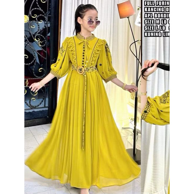 DEU95 COD Dinda Dress Kids New SHR Usia 7 - 12 Tahun Gamis Anak Perempuan Baju Muslim Anak Kekinian 