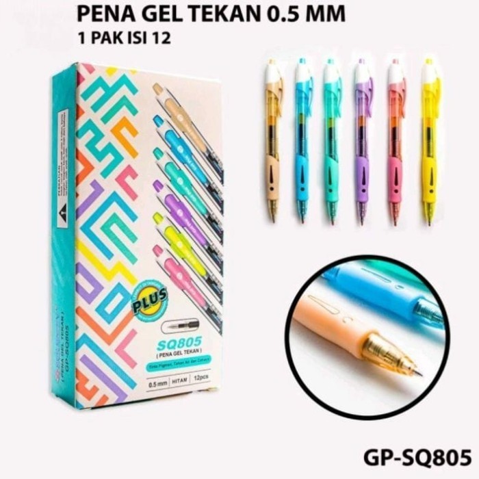

Pack Gel Pen Squeezy GP-SQ805 0.5MM Hitam Isi 12 PCS