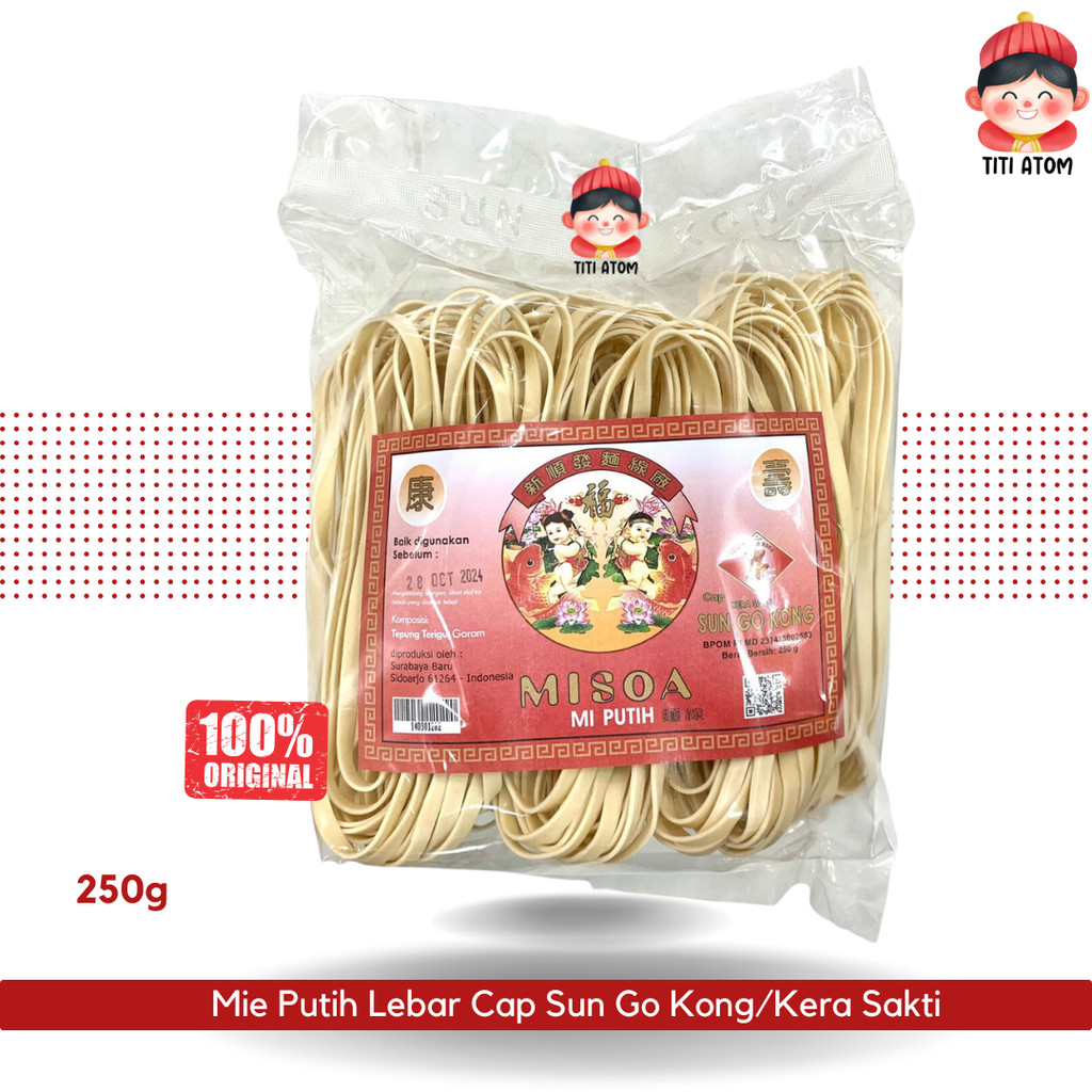 

Mie Putih Lebar Misua Misoa Kwetiau Cap Kera Sakti Sun Go Kong 250g