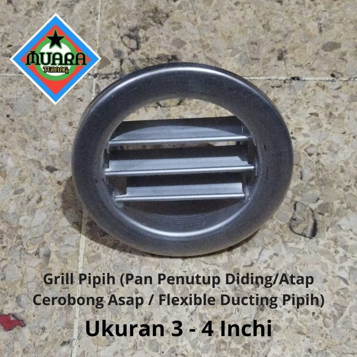 Grill Pipih/Wall Vent Diameter Leher 3-4 In (Pan Penutup Diding/Atap Cerobong Asap / Flexible Ductin