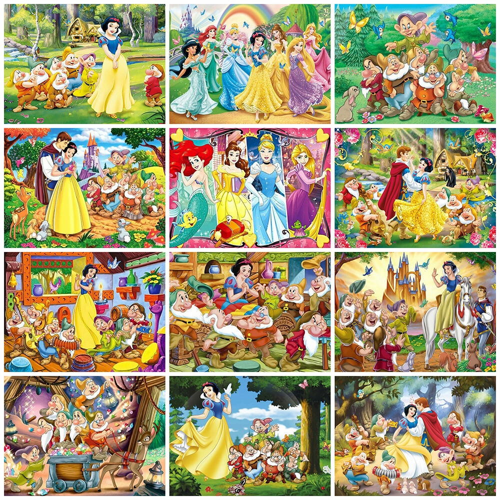 

Disney Paint Kit For Adults Snow White Princess Cartoon Oil Painting By Numbers Dwarf With Frame Home Bedroom Wall Artwork