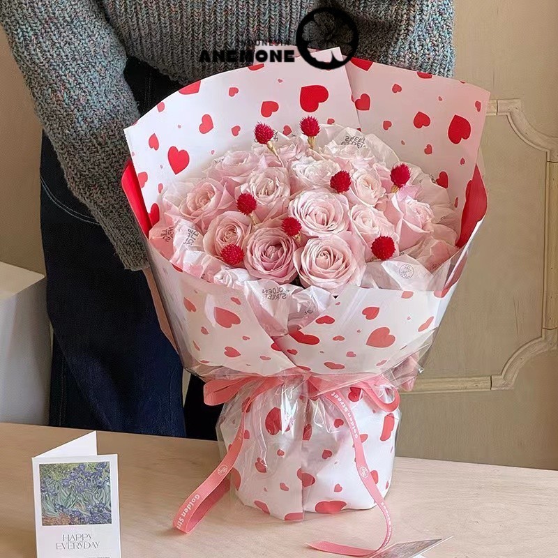 

ANEMONE - FL43 HEART Kertas Bunga Paper Buket Motif Cellophane
