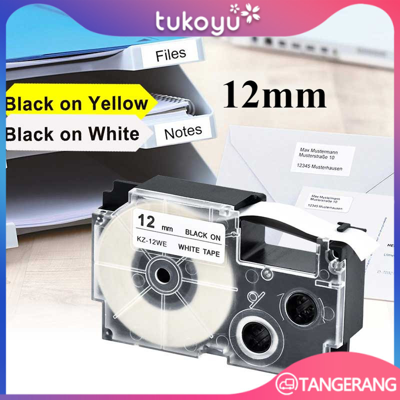 

12mm EZ Label Tape Casio Cartridge Label Printer Compatible XR12WE XR12YW