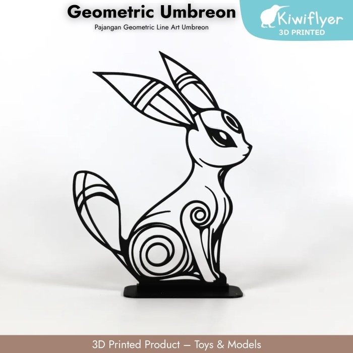 Hiasan Meja Line Art Umbreon - Geometric Line Art Umbreon