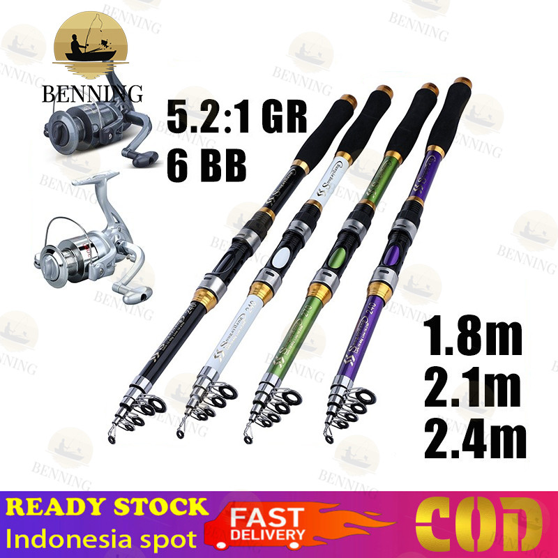 Bayar Di Tempat GHOTDA Joran Antena Pancing Portable Carbon Fiber Telescopic - CF3000 2,1 meter 3 m