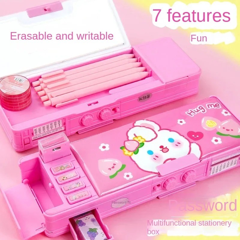 

Girls Password Lock High-tech Pencil Case Multifunctional Stationery Intelligent Mechanism Double-layer Primary School Students