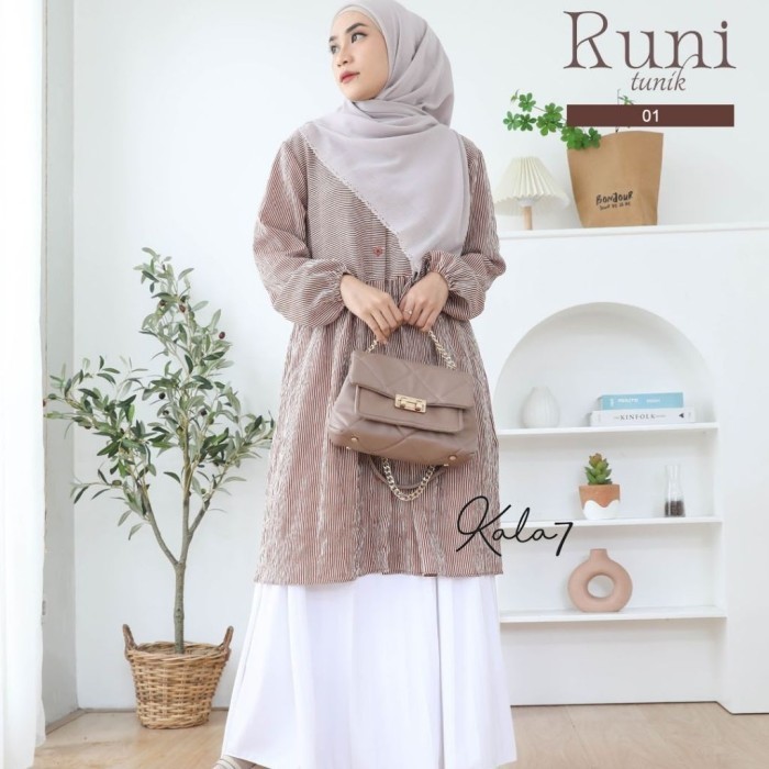 Runi Tunik | Tunik Motif | Bahan Crinkle Airflow